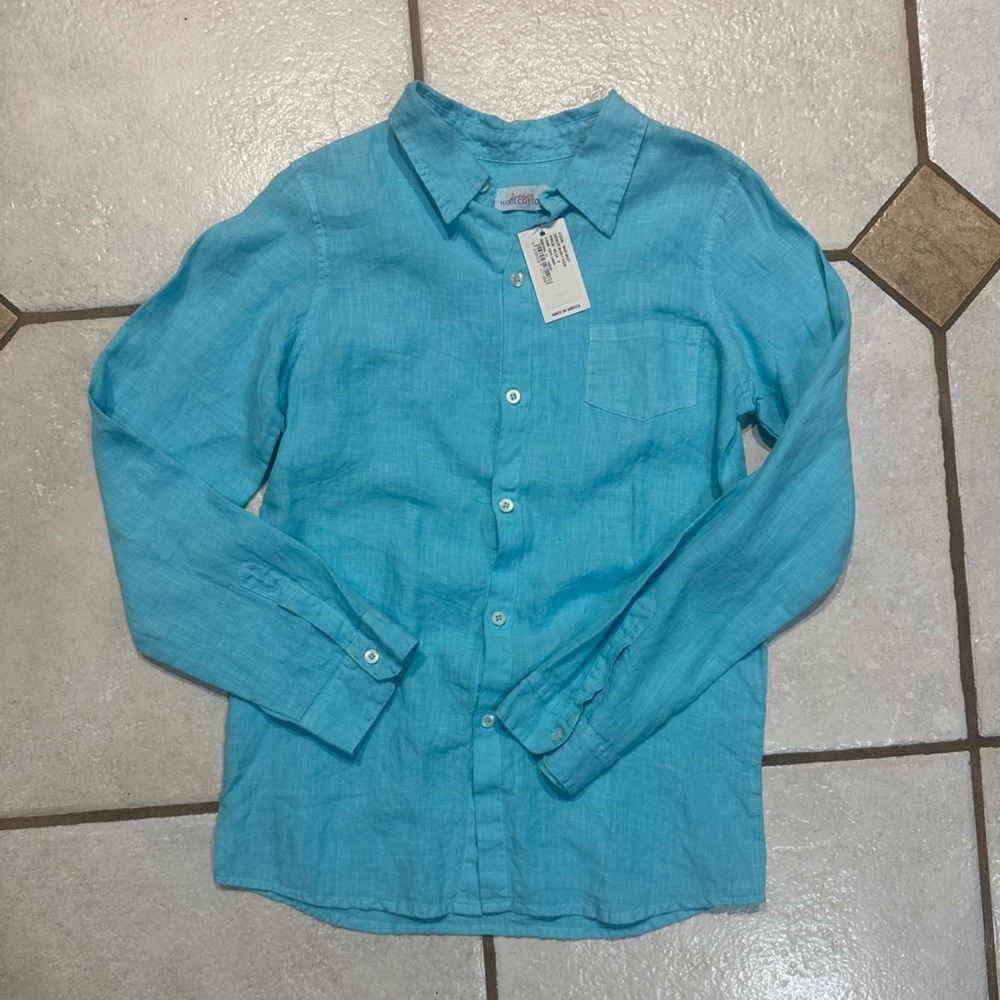 Chaps Blue Casual Button Down Shirt Classic Collar